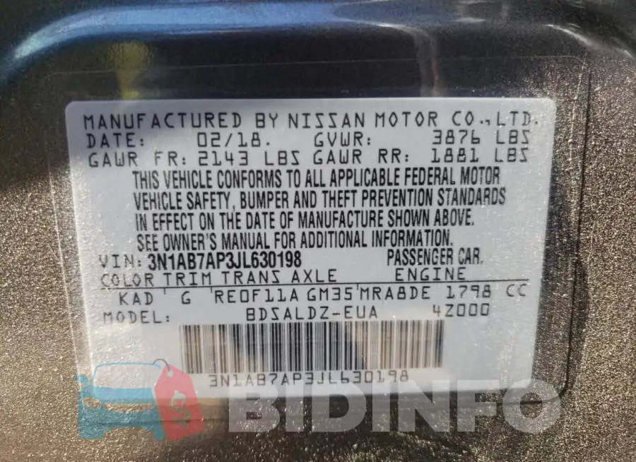 3N1AB7AP3JL630198 Photo# 10