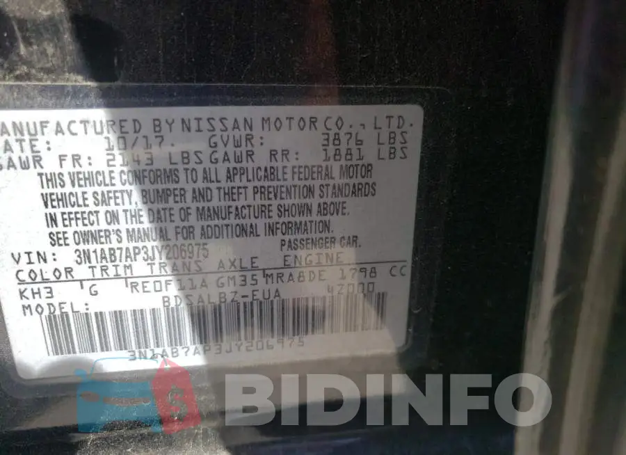 3N1AB7AP3JY206975 Photo# 10