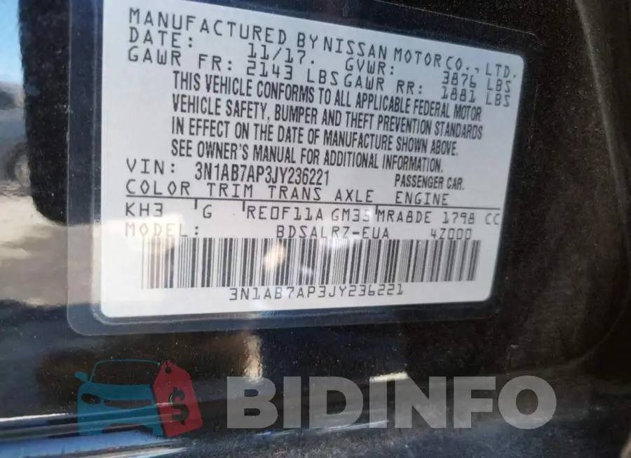 3N1AB7AP3JY236221 Photo# 10