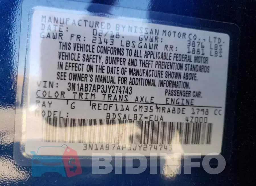 3N1AB7AP3JY274743 Photo# 10