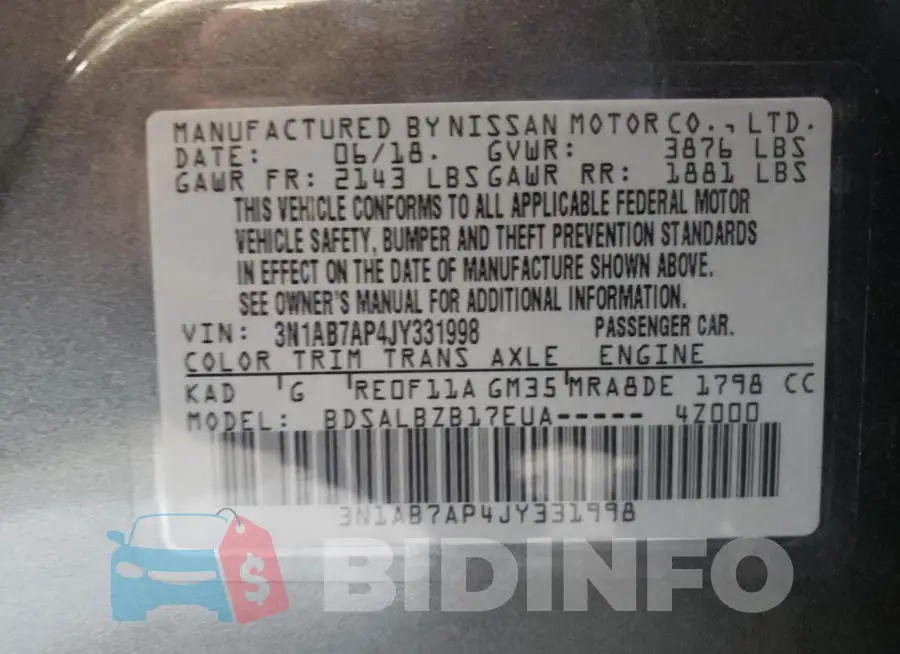 3N1AB7AP4JY331998 Photo# 10