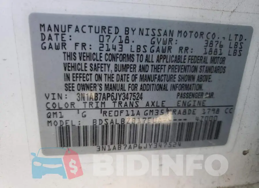 3N1AB7AP6JY347524 Photo# 10