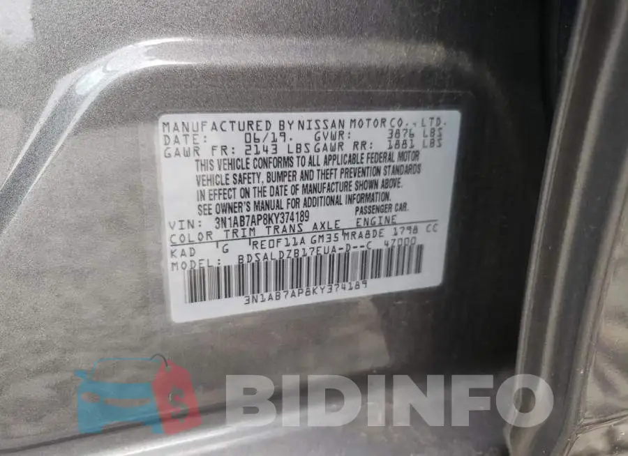 3N1AB7AP8KY374189 Photo# 10