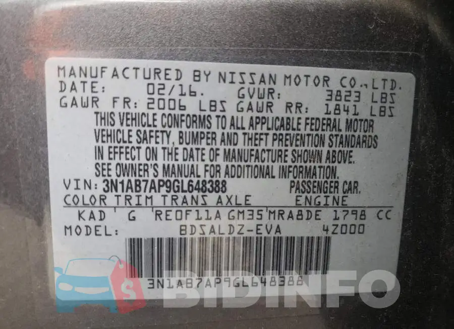 3N1AB7AP9GL648388 Photo# 10