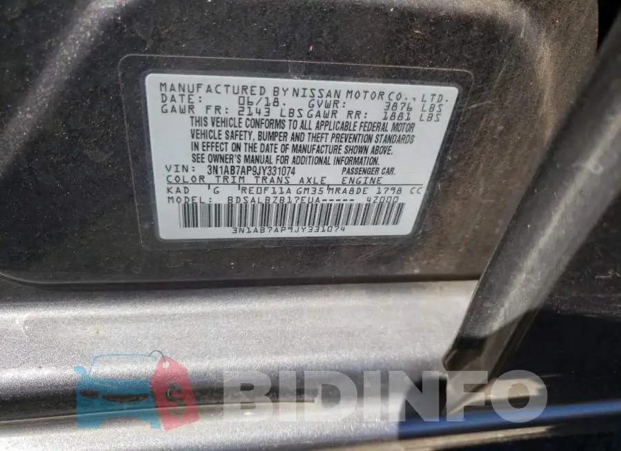 3N1AB7AP9JY331074 Photo# 10