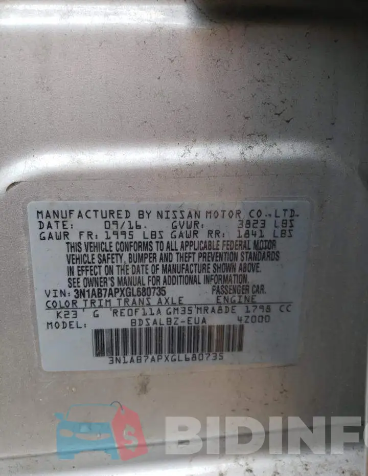 3N1AB7APXGL680735 Photo# 10