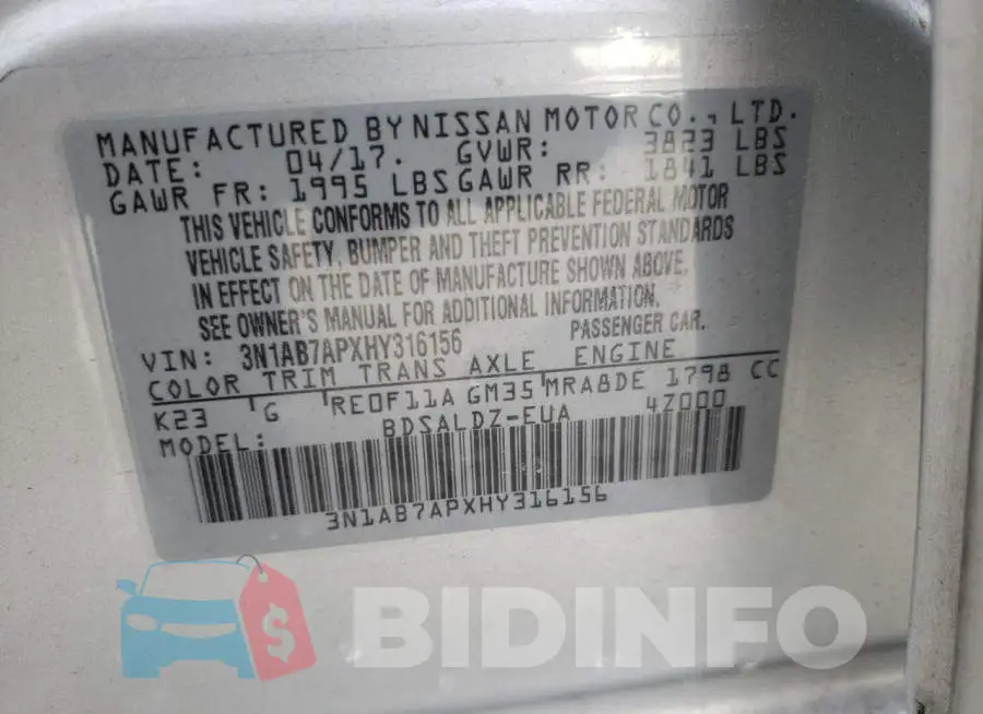 3N1AB7APXHY316156 Photo# 10