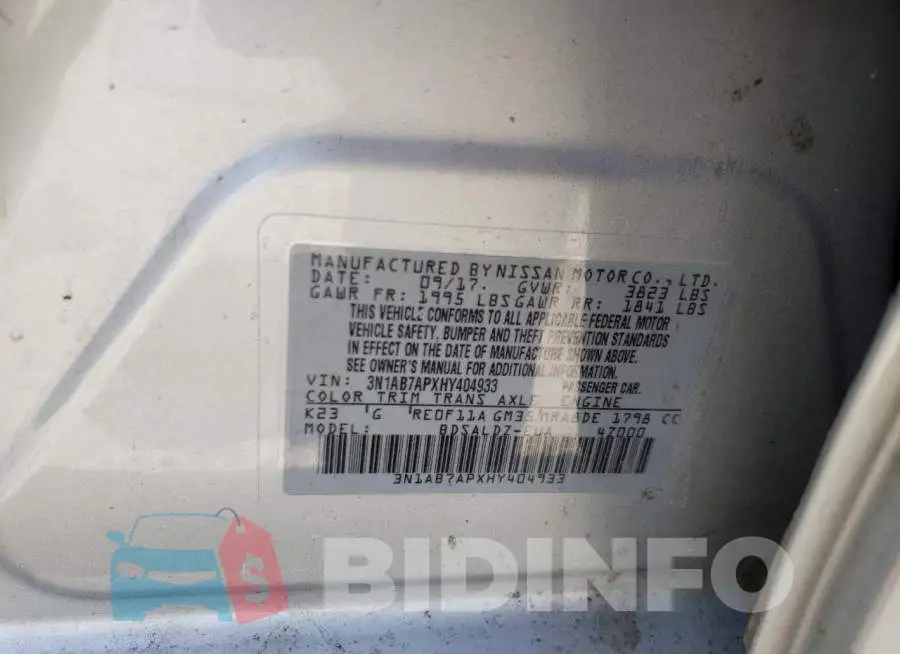 3N1AB7APXHY404933 Photo# 10