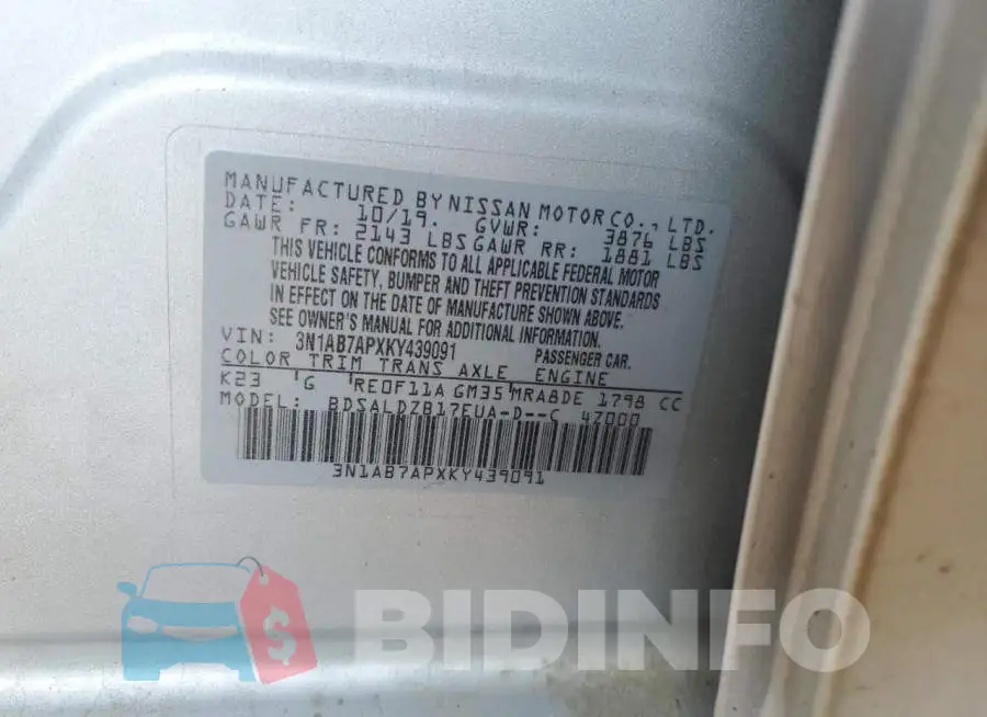 3N1AB7APXKY439091 Photo# 10