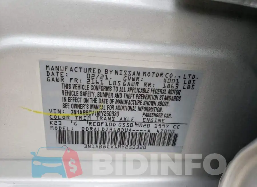 3N1AB8CV1MY250320 Photo# 10