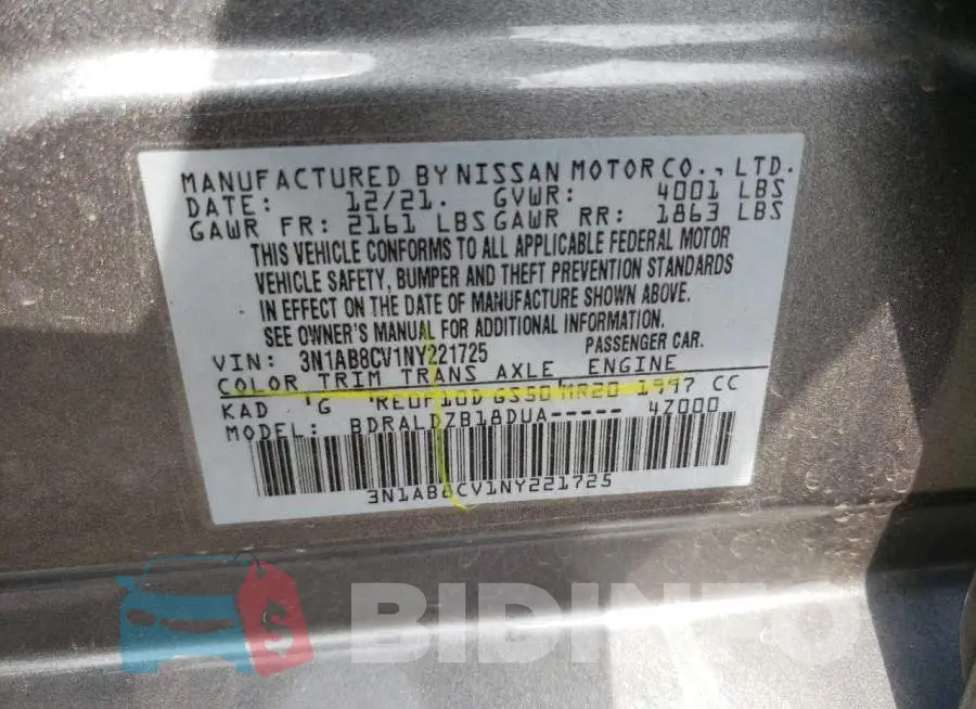 3N1AB8CV1NY221725 Photo# 10