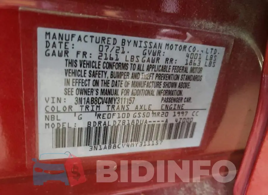 3N1AB8CV4MY311157 Photo# 10