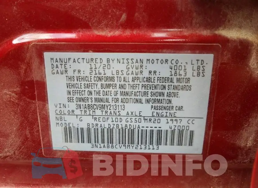 3N1AB8CV9MY213113 Photo# 10