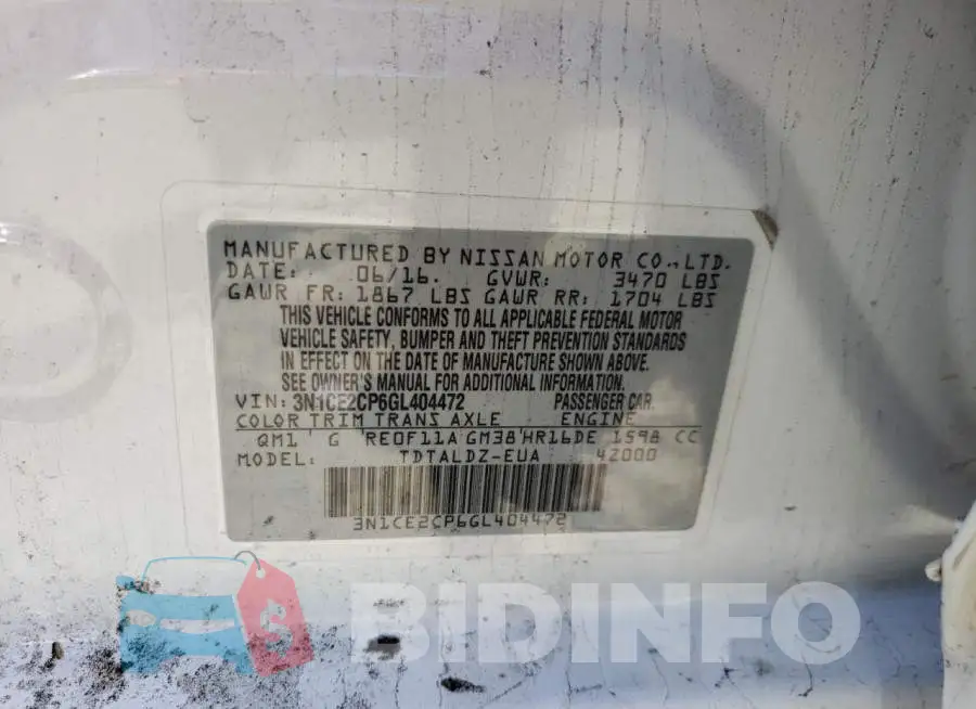 3N1CE2CP6GL404472 Photo# 10