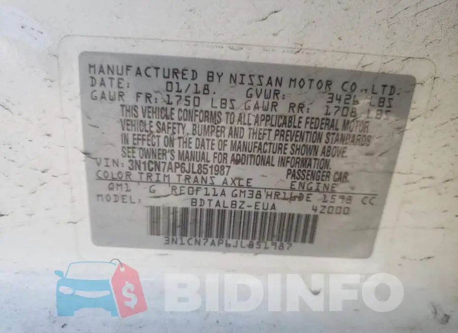 3N1CN7AP6JL851987 Photo# 10