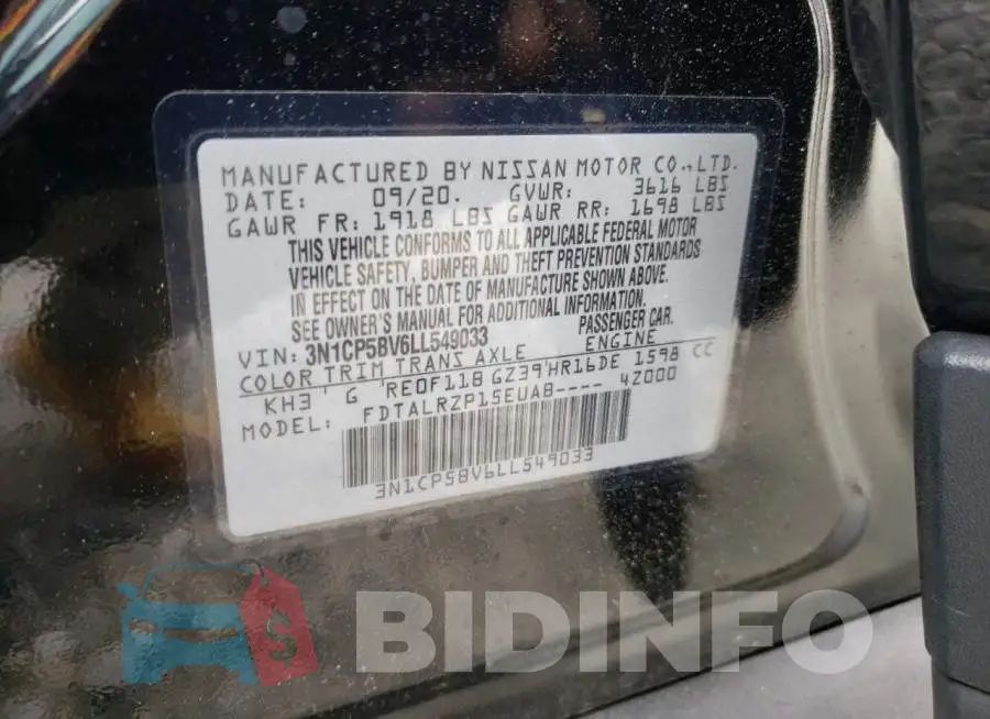 3N1CP5BV6LL549033 Photo# 10
