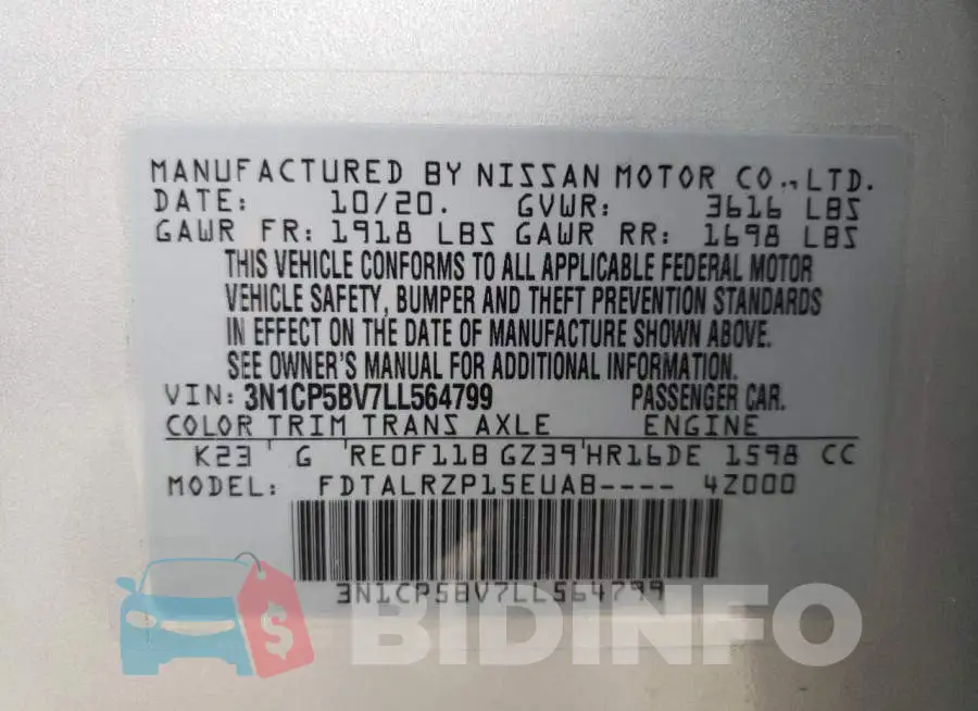 3N1CP5BV7LL564799 Photo# 10