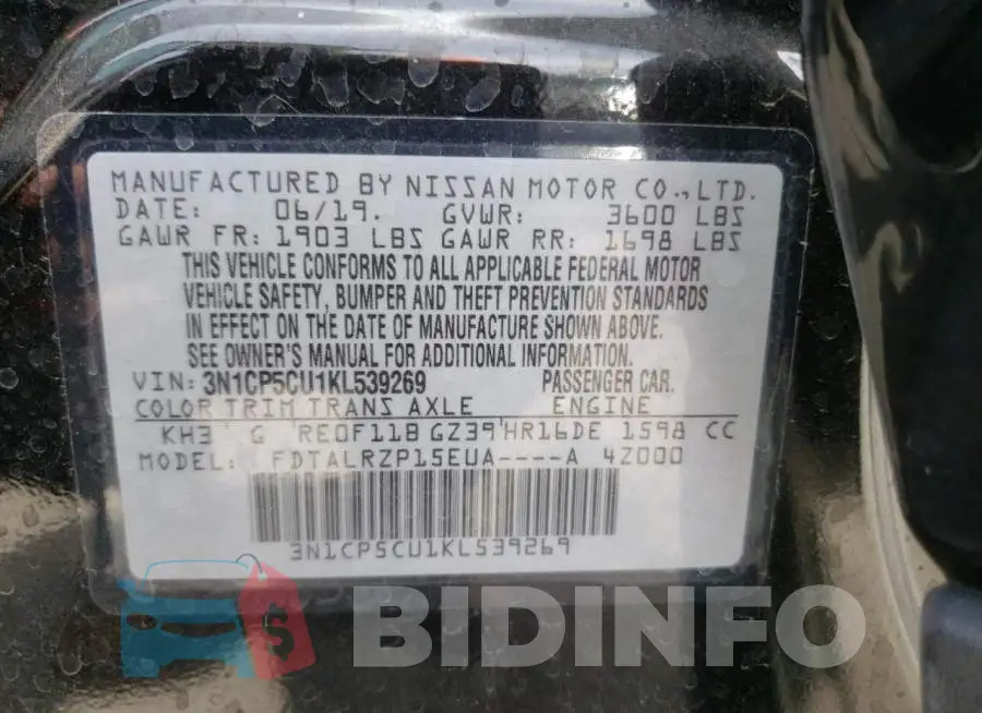3N1CP5CU1KL539269 Photo# 10