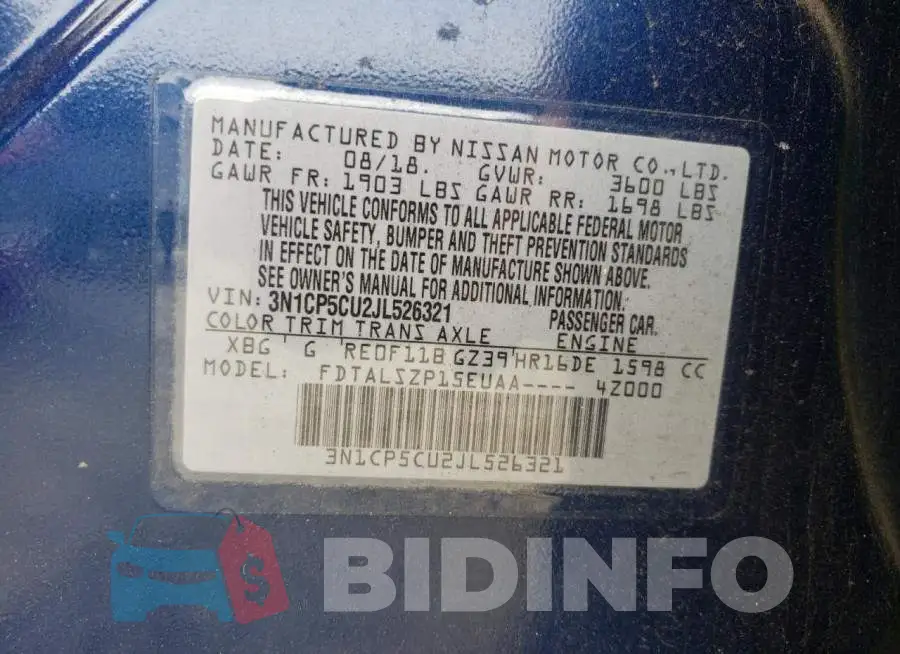 3N1CP5CU2JL526321 Photo# 10