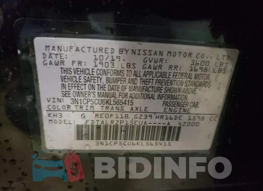3N1CP5CU6KL565415 Photo# 10