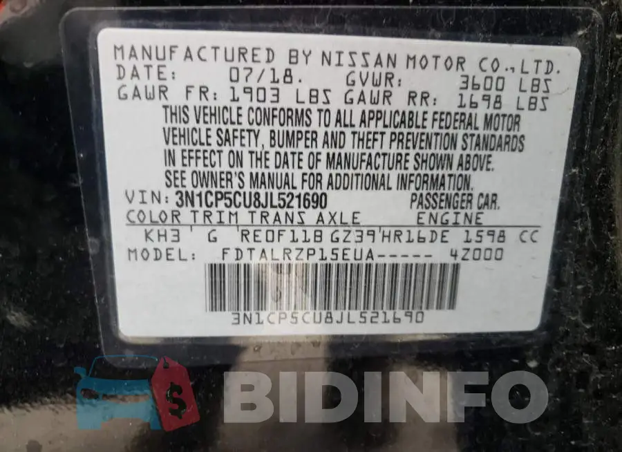 3N1CP5CU8JL521690 Photo# 10