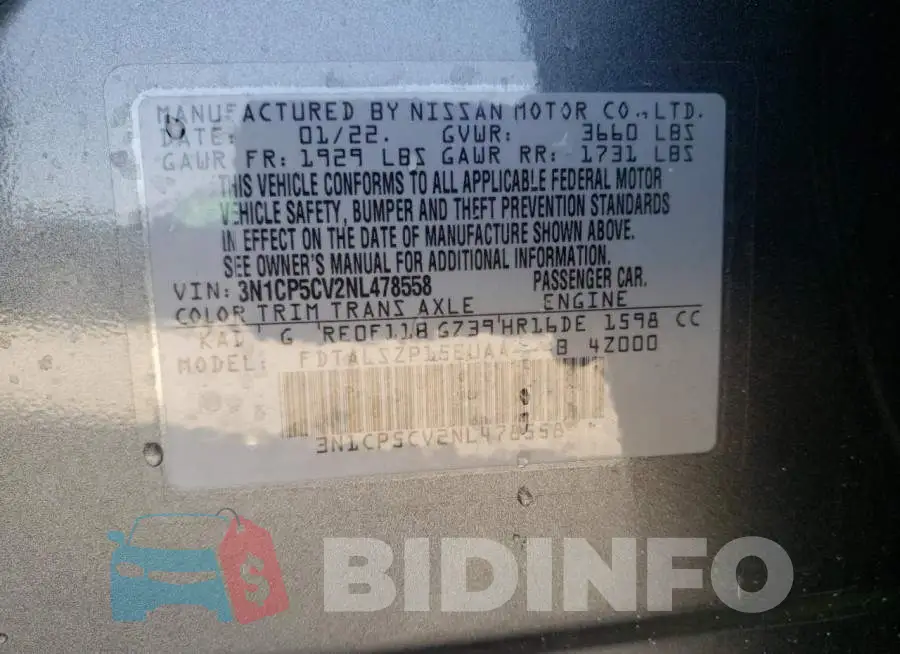3N1CP5CV2NL478558 Photo# 10