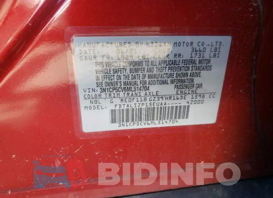 3N1CP5CV6ML514704 Photo# 10