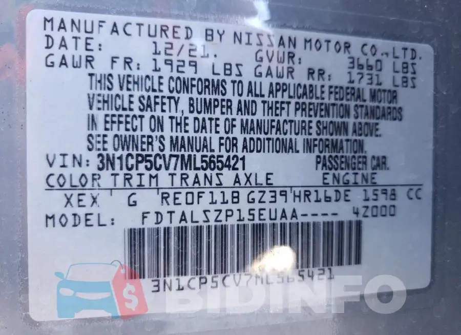 3N1CP5CV7ML565421 Photo# 10