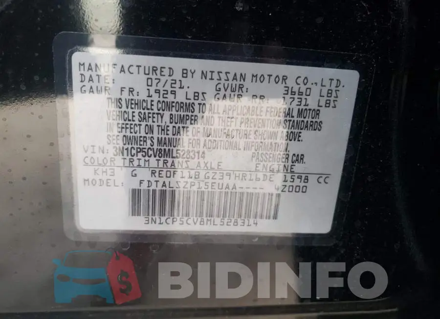 3N1CP5CV8ML528314 Photo# 10