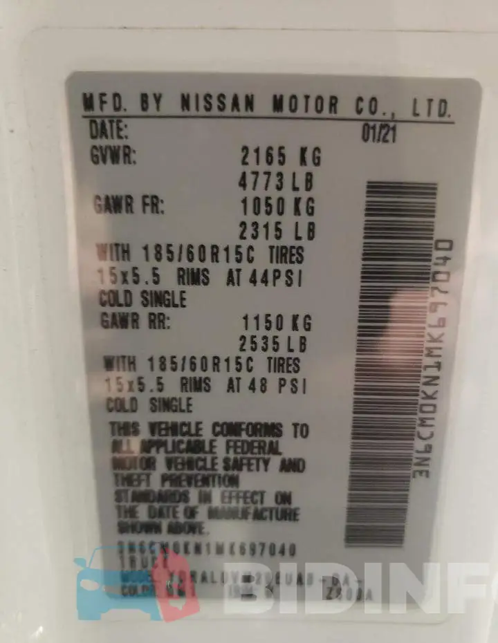 3N6CM0KN1MK697040 Photo# 10