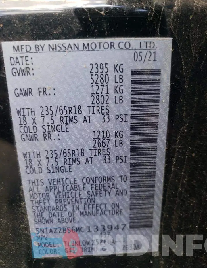 5N1AZ2BS6MC133947 Photo# 10