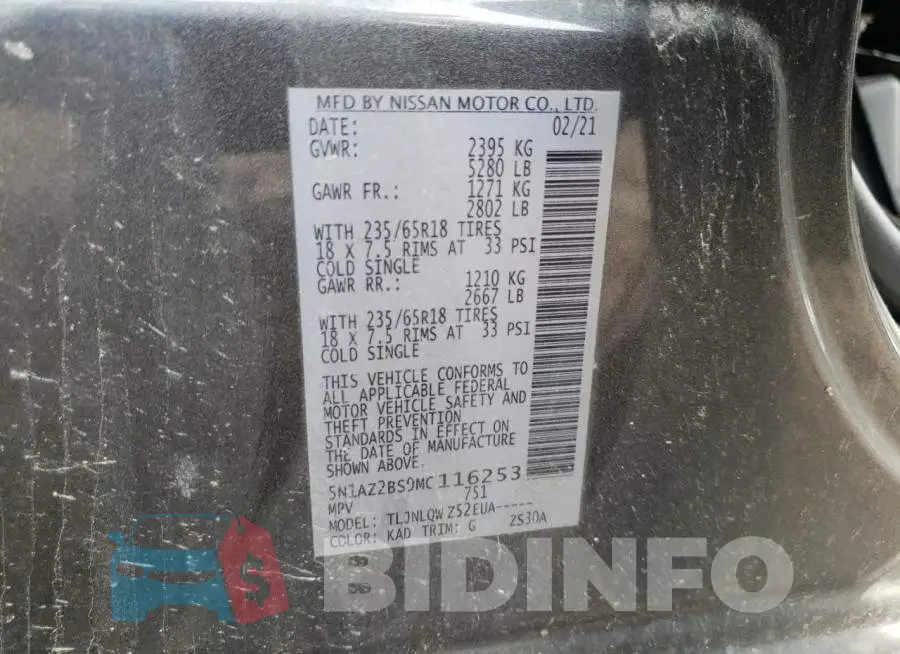 5N1AZ2BS9MC116253 Photo# 10