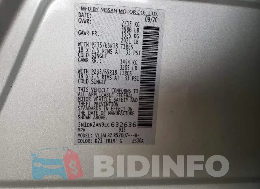 5N1DR2AN9LC632636 Photo# 10