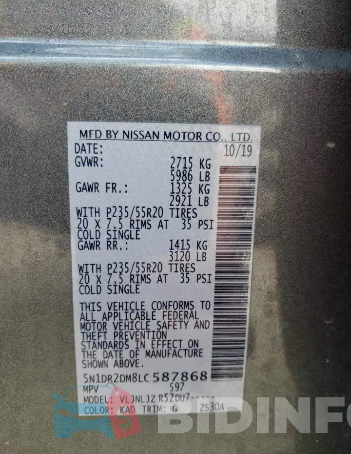 5N1DR2DM8LC587868 Photo# 10