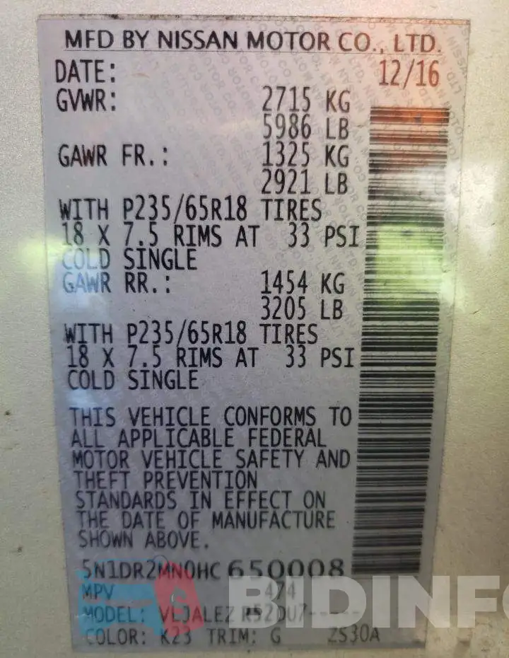 5N1DR2MN0HC650008 Photo# 10