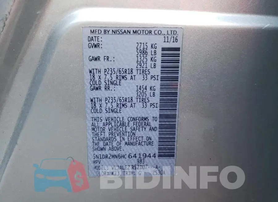 5N1DR2MN6HC641944 Photo# 10