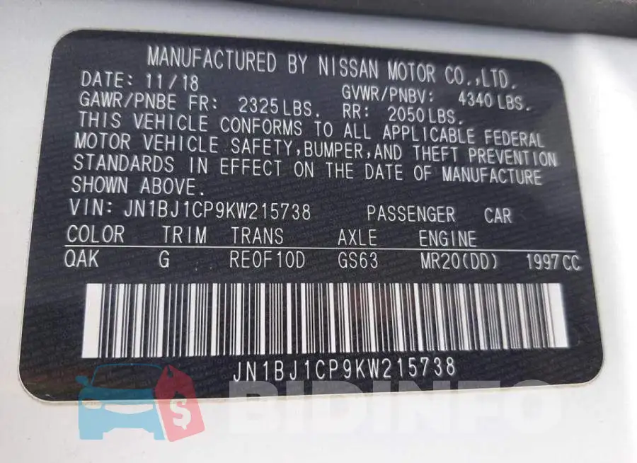 JN1BJ1CP9KW215738 Photo# 10