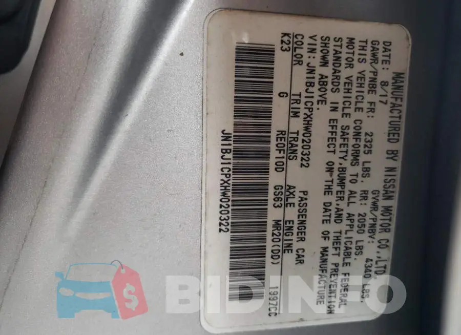 JN1BJ1CPXHW020322 Photo# 10