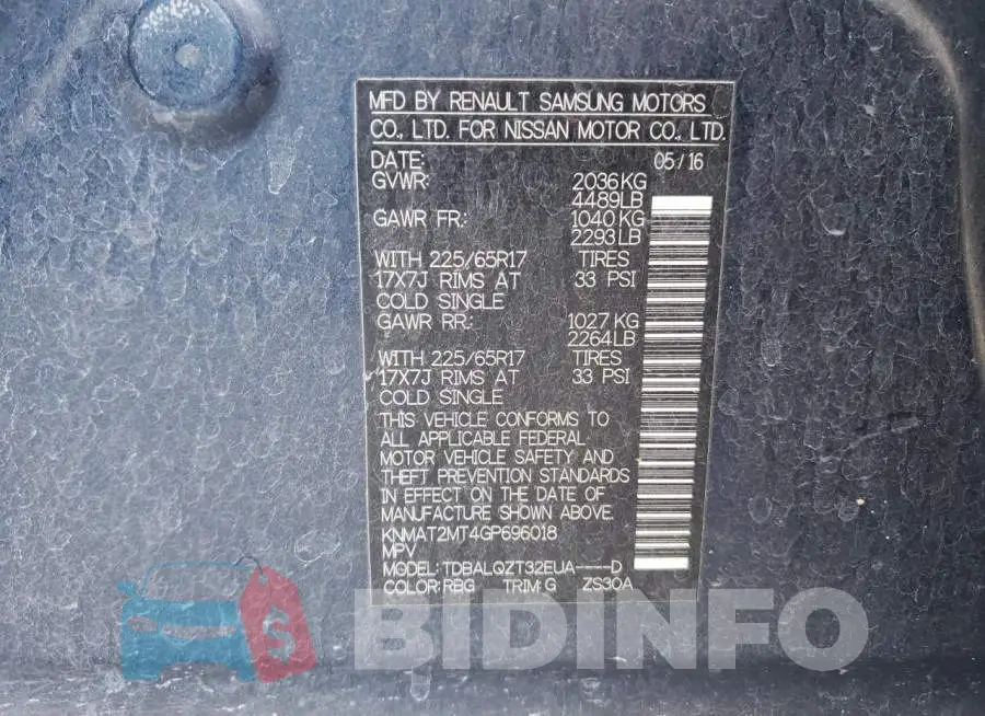KNMAT2MT4GP696018 Photo# 10