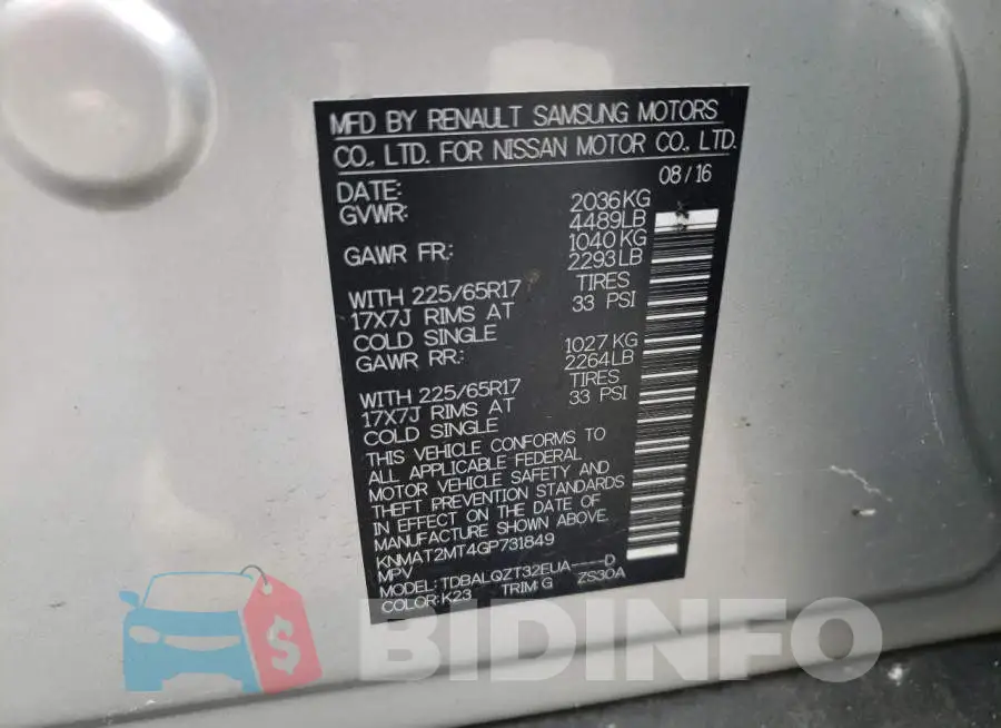 KNMAT2MT4GP731849 Photo# 10