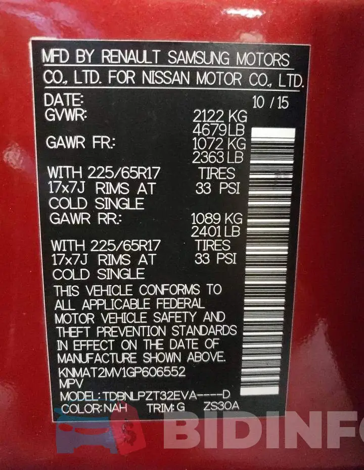 KNMAT2MV1GP606552 Photo# 10