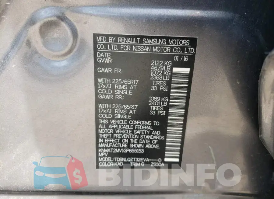 KNMAT2MV1GP655153 Photo# 10