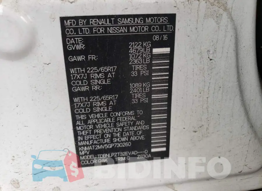 KNMAT2MV5GP730260 Photo# 10