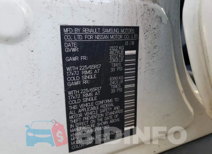 KNMAT2MV6GP645301 Photo# 10