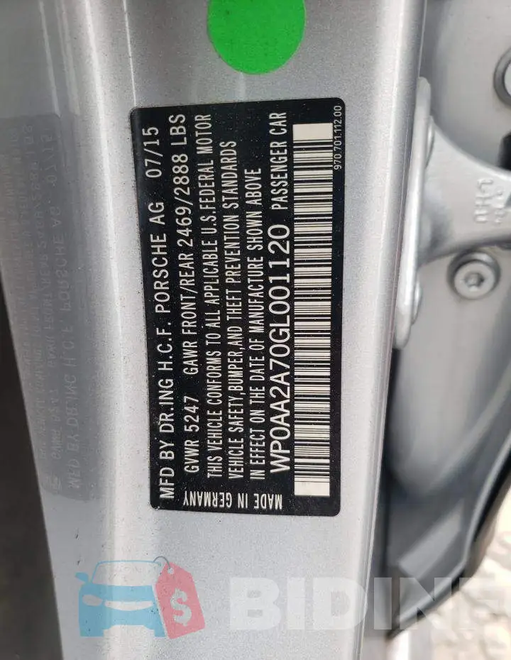 WP0AA2A70GL001120 Photo# 10
