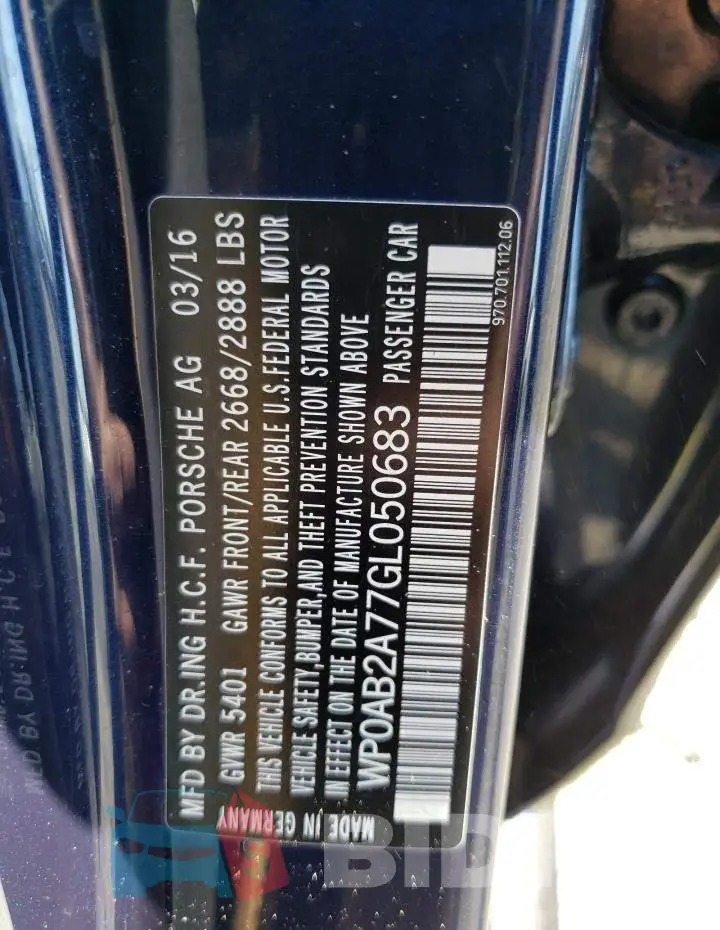 WP0AB2A77GL050683 Photo# 10