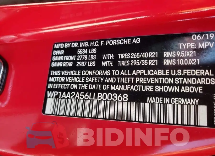 WP1AA2A56LLB00368 Photo# 10
