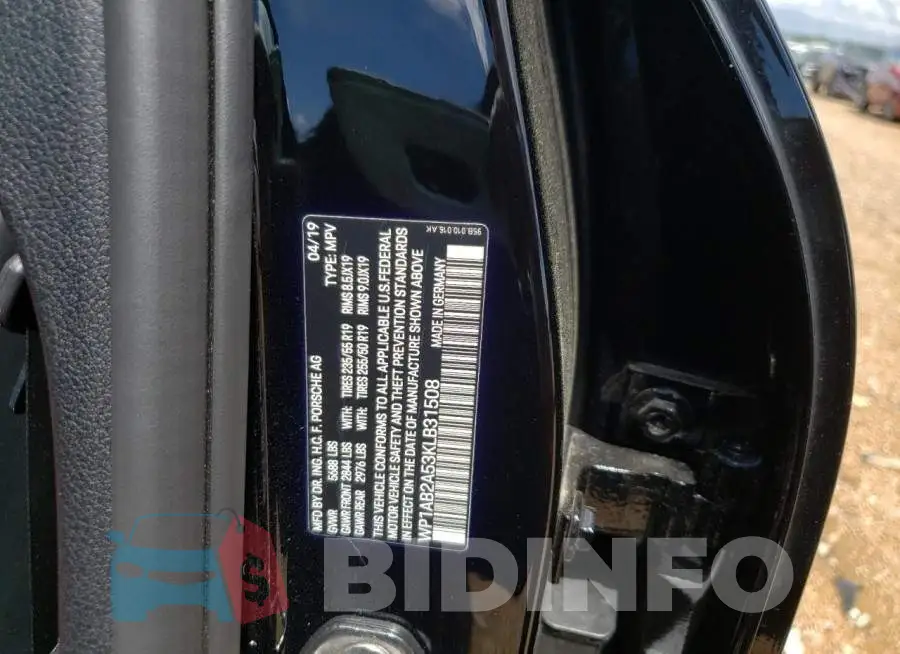 WP1AB2A53KLB31508 Photo# 10