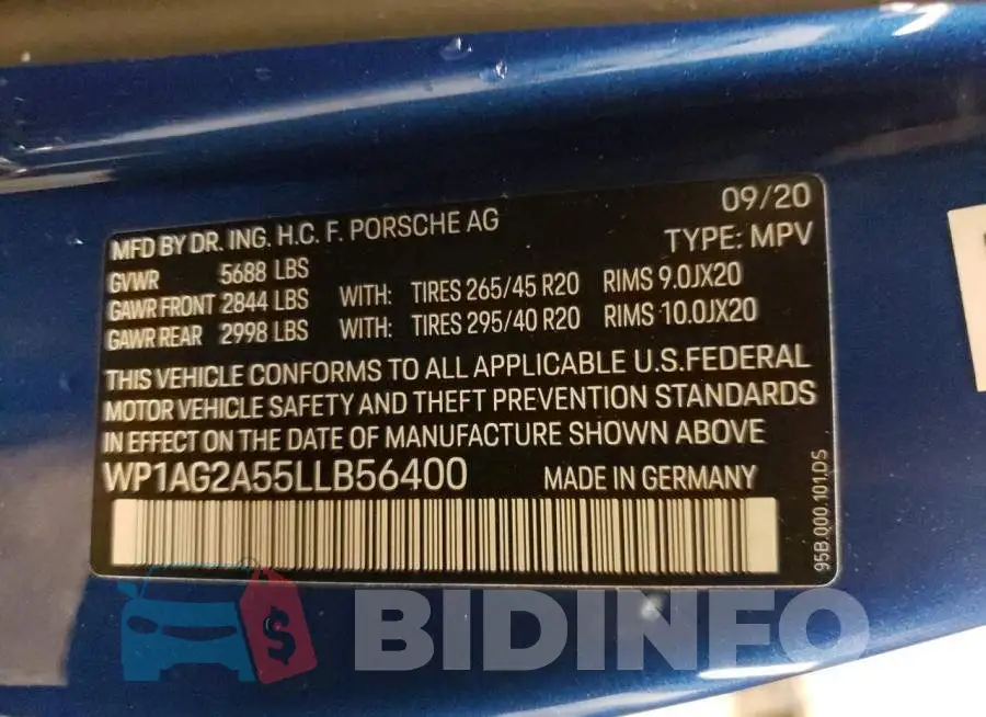 WP1AG2A55LLB56400 Photo# 10