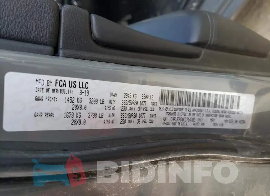1C4RJFAG4KC714783 Photo# 10